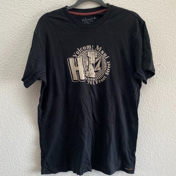 Volcom Other - Volcom Maui HI 701 Front Street Black Short Sleeve T-Shirt Hawaii Large Slim Fit